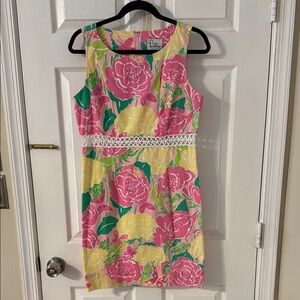Lilly Pulitzer Pink Yellow Green Floral Midi Dress